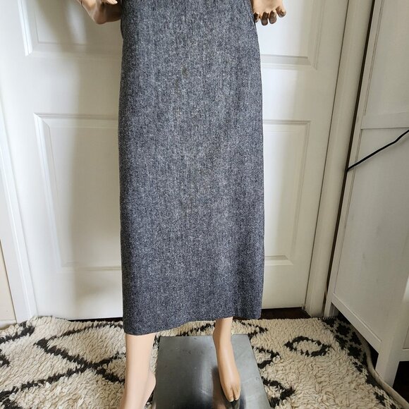 ESPRIT Grey Tweed Skirt US 6 Wool Blend Y2K Vintage MIdi Maxi (Lining Flaw) - Picture 1 of 11